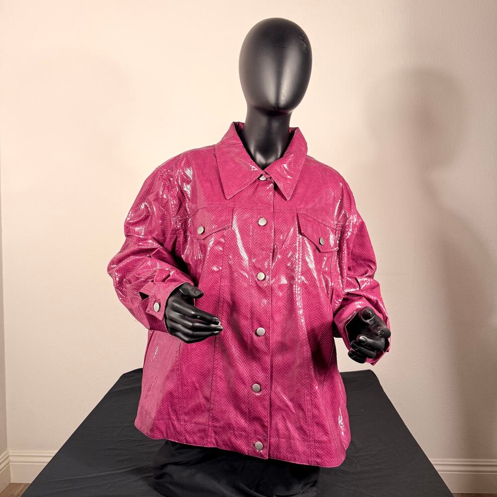NWT Fashion Bug Pink Faux Snakeskin Jacket Plus Size 26/28W Y2K
